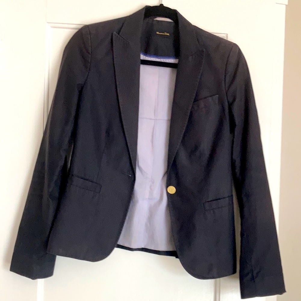 Massimo Dutti navy blue blazer with gold navy style button size 4.